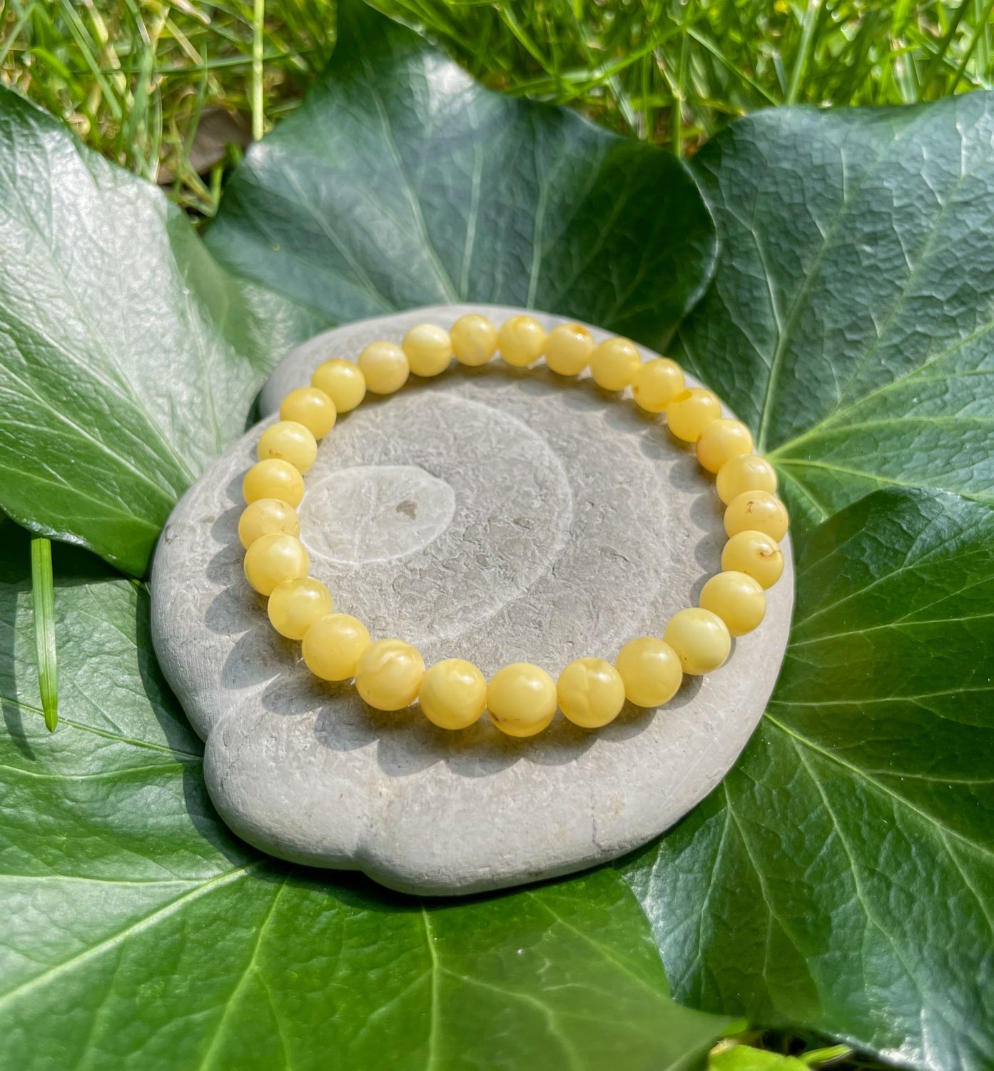 Bracelet en Ambre  jaune 6 mm
