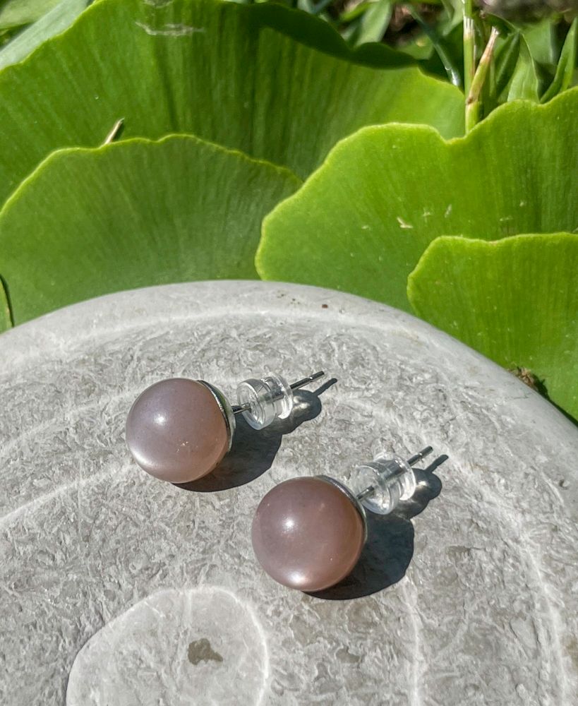 Clous d&#39;oreilles en Pierre de lune orangée