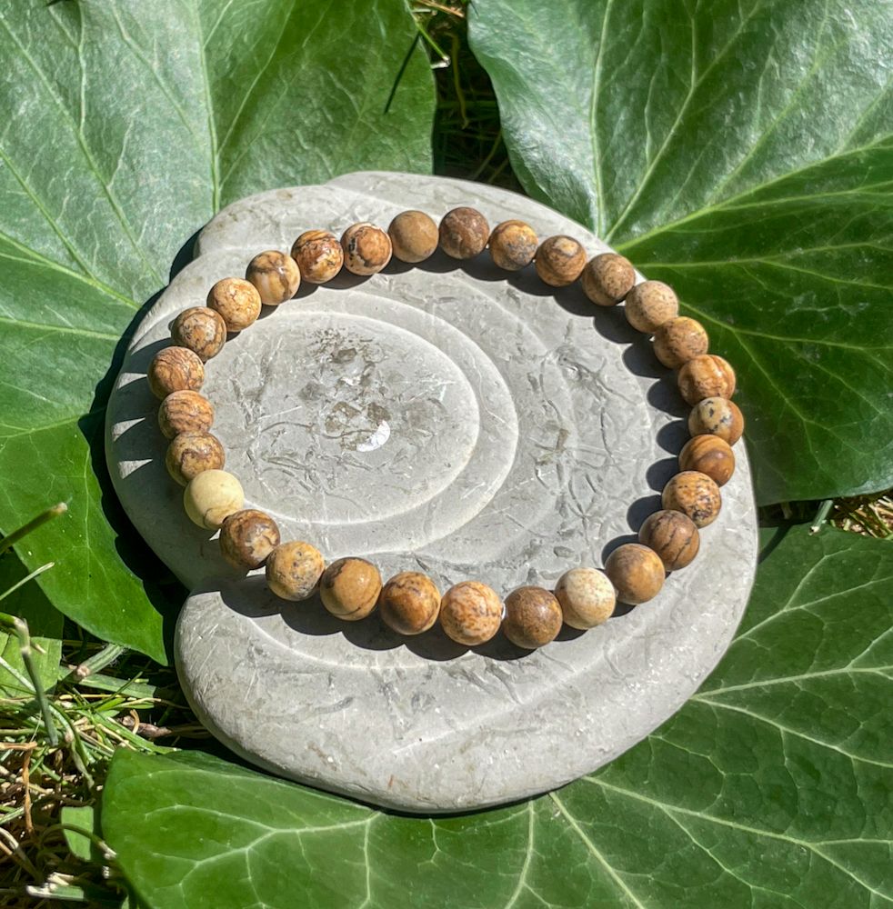 Bracelet en Jaspe paysage  mat 6 et 8 mm
