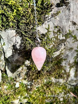 Pendule goutte en Quartz rose