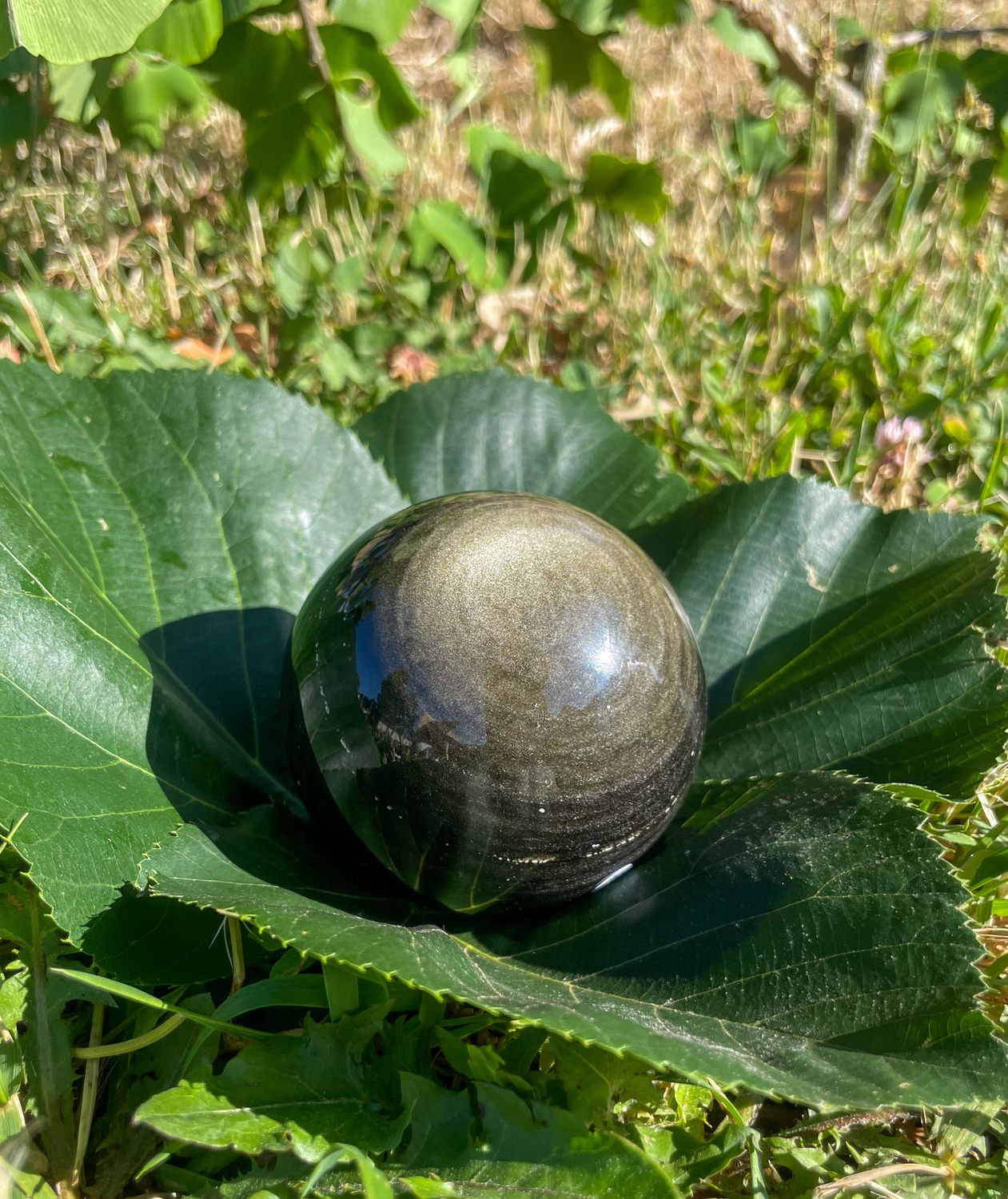 Boule en Obsidienne dorée