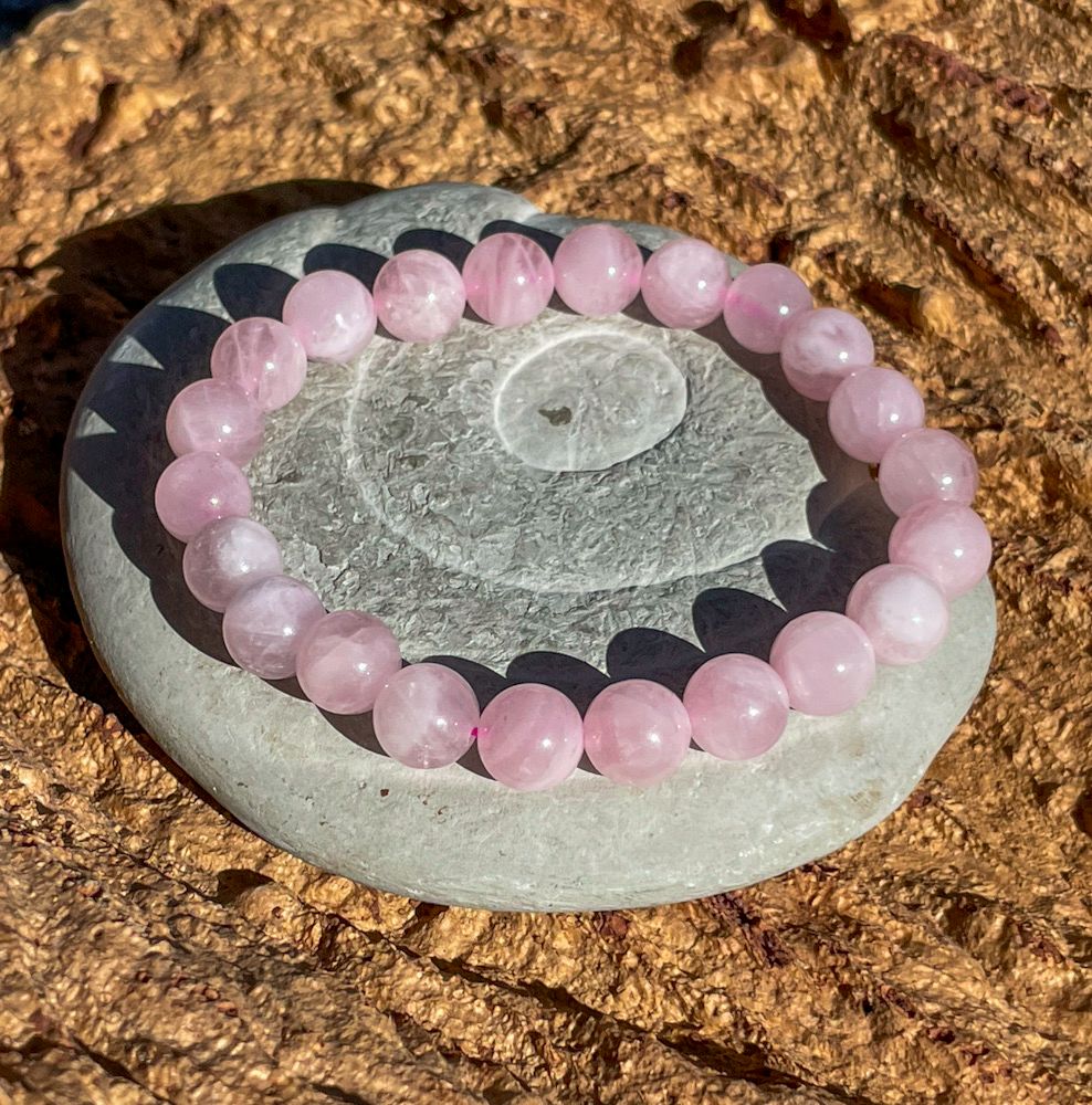 Bracelet en Quartz rose  8 mm