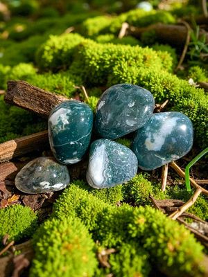 Agate mousse verte roulée