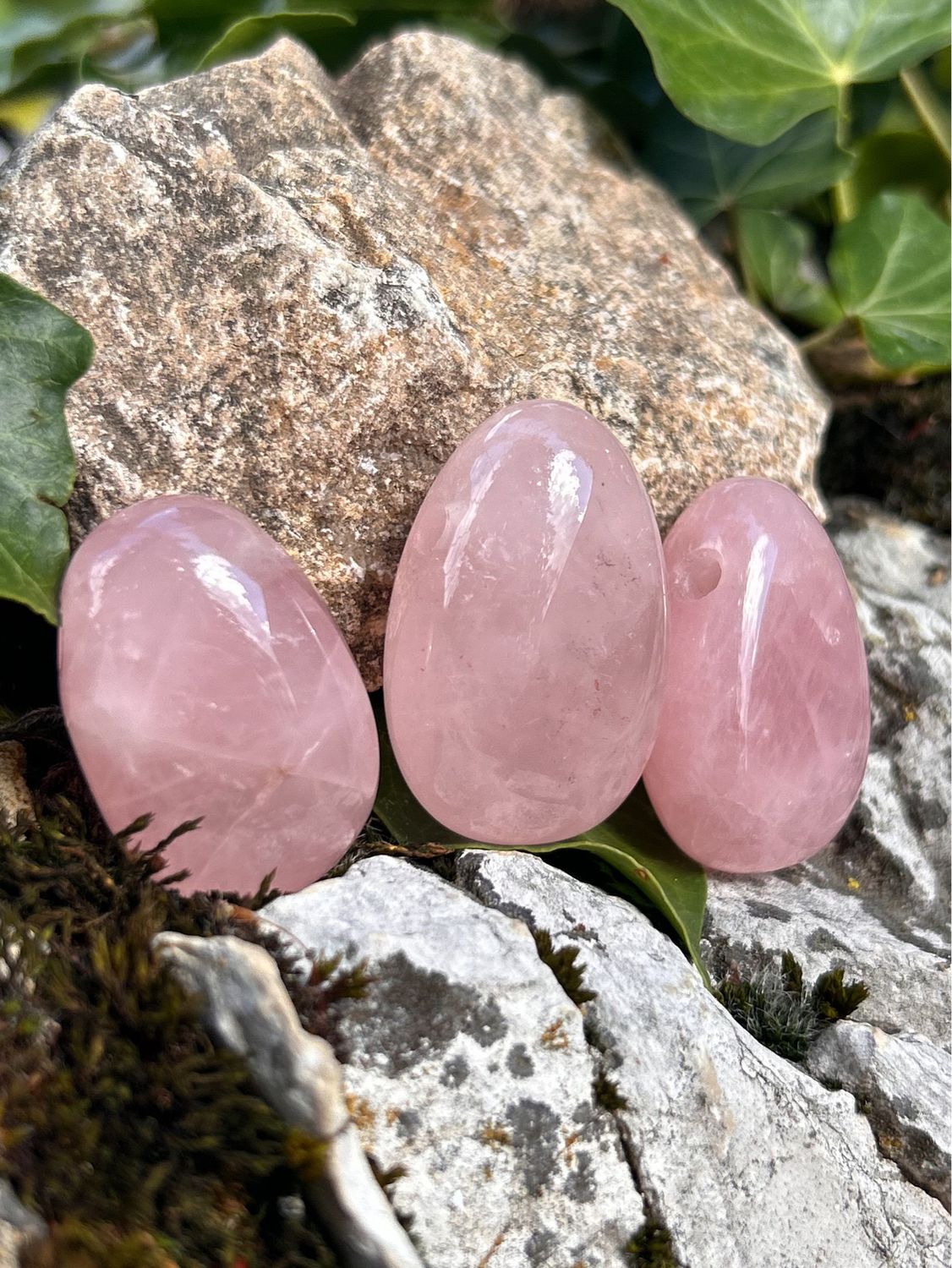 Quartz rose percé