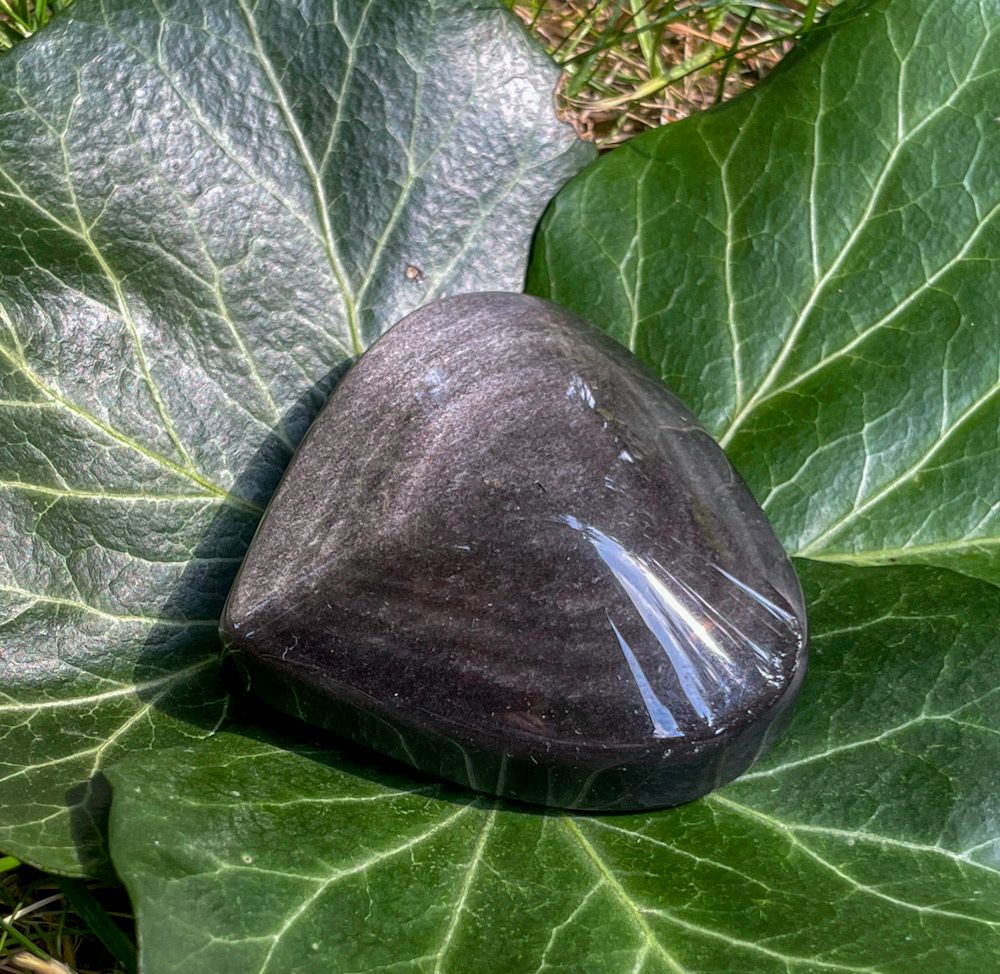 Coeur en Obsidienne argentée