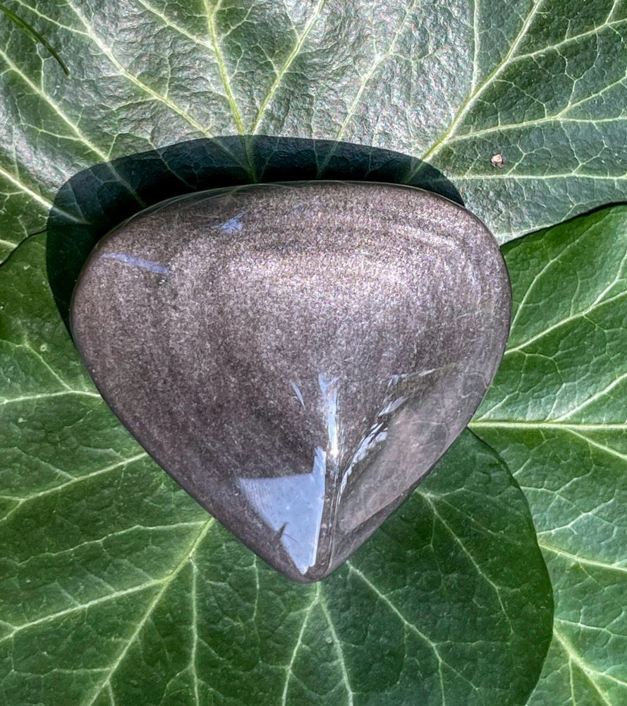 Coeur en Obsidienne argentée