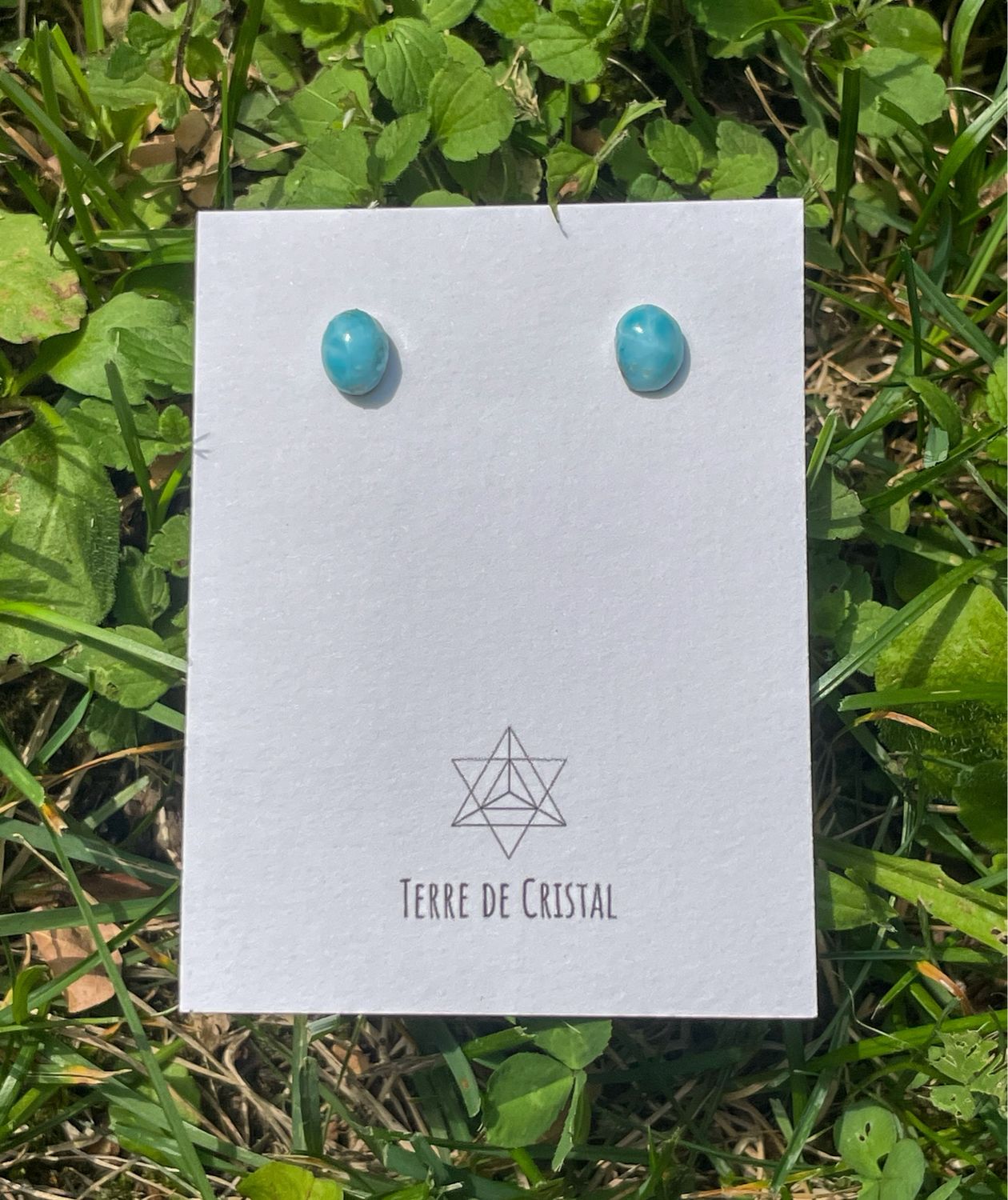 Clous d'oreilles en Larimar