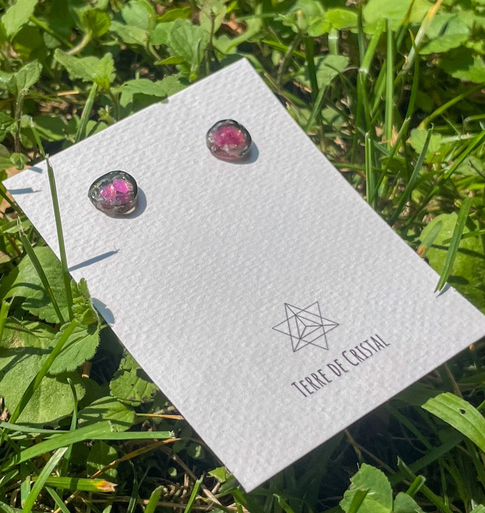 Clous d’oreilles en Tourmaline melon d'eau