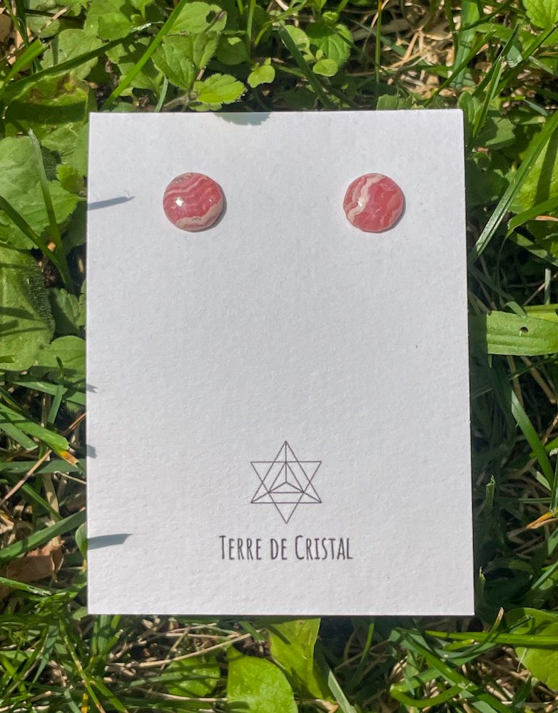 Clous d’oreilles en Rhodochrosite