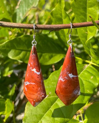 Boucles d’oreilles en Jaspe Rouge