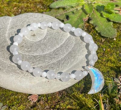 Bracelet en Pierre de lune blanche 6mm