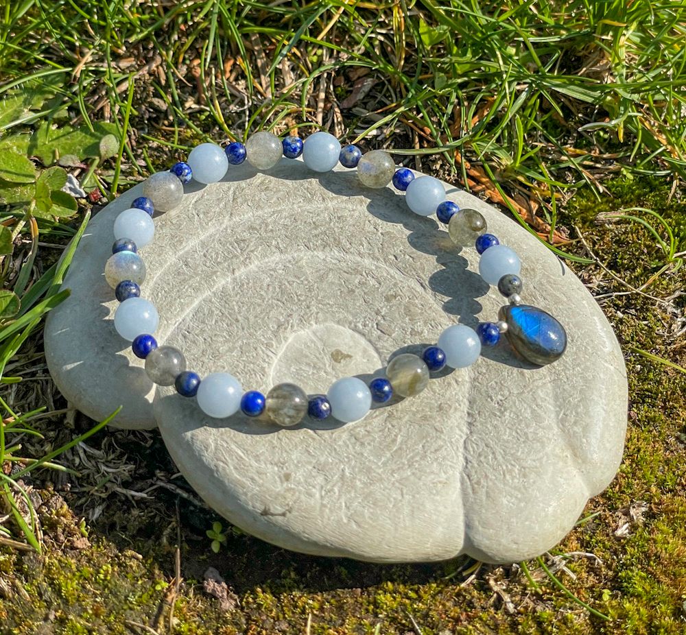 Bracelet en Labradorite, Angélite , Lapis azuli