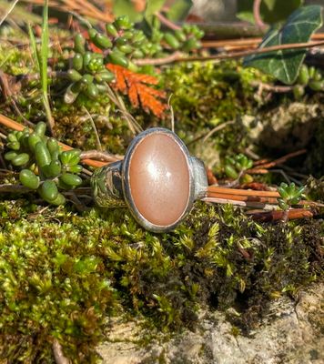 Bague en Pierre de lune orangée