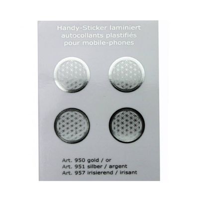 Feuille A7 d'autocollants Fleurs de vie argentées