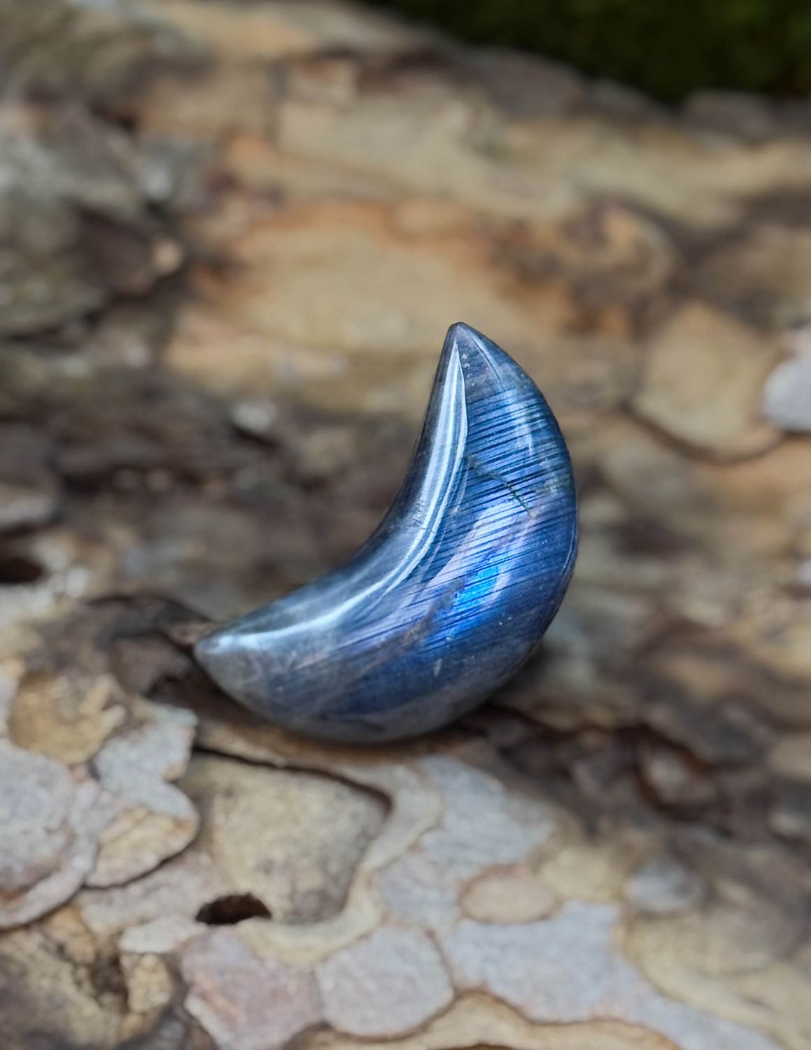 Lune en Labradorite bleue