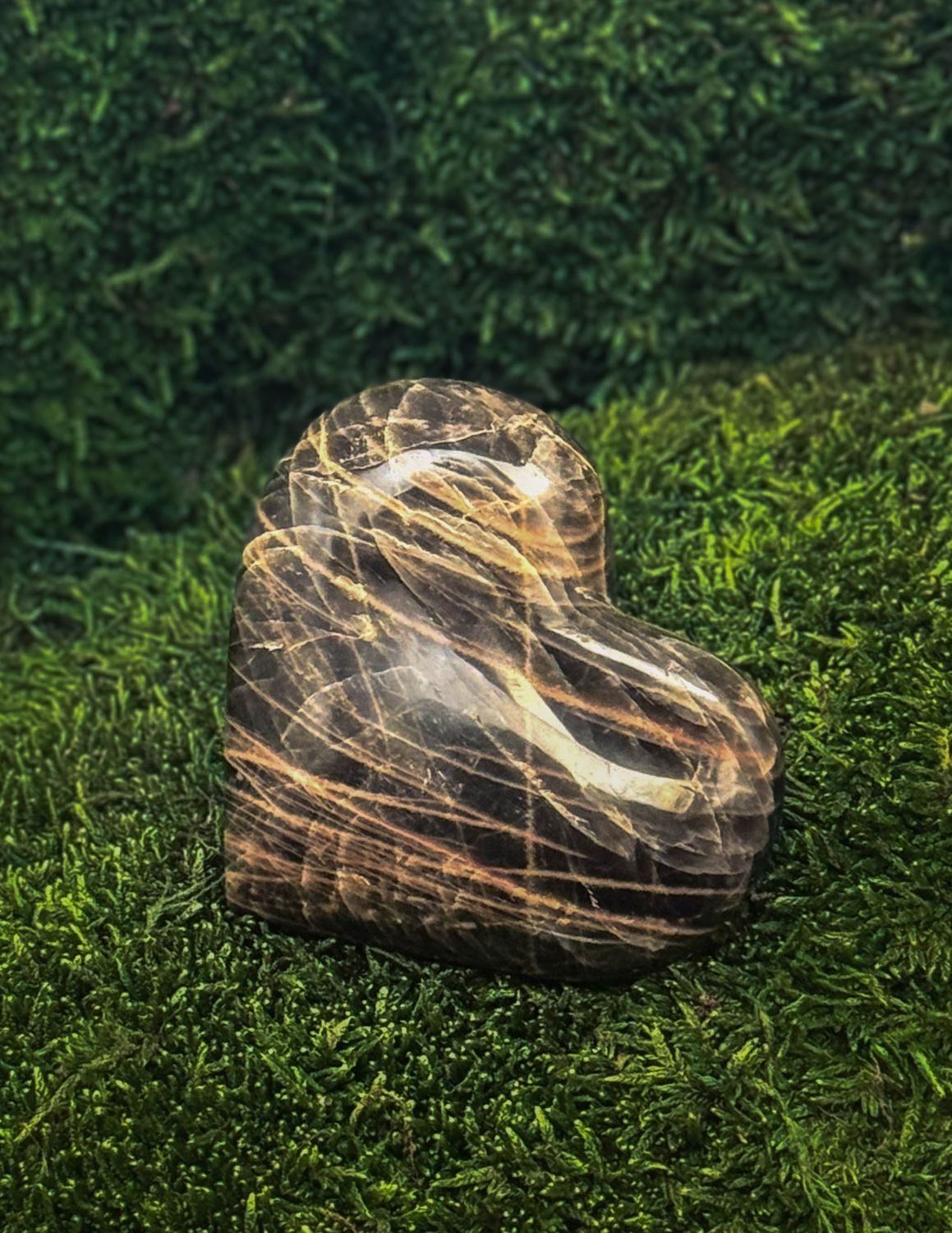 Coeur en Pierre de Lune noire