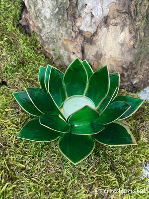 Bougeoir lotus vert
