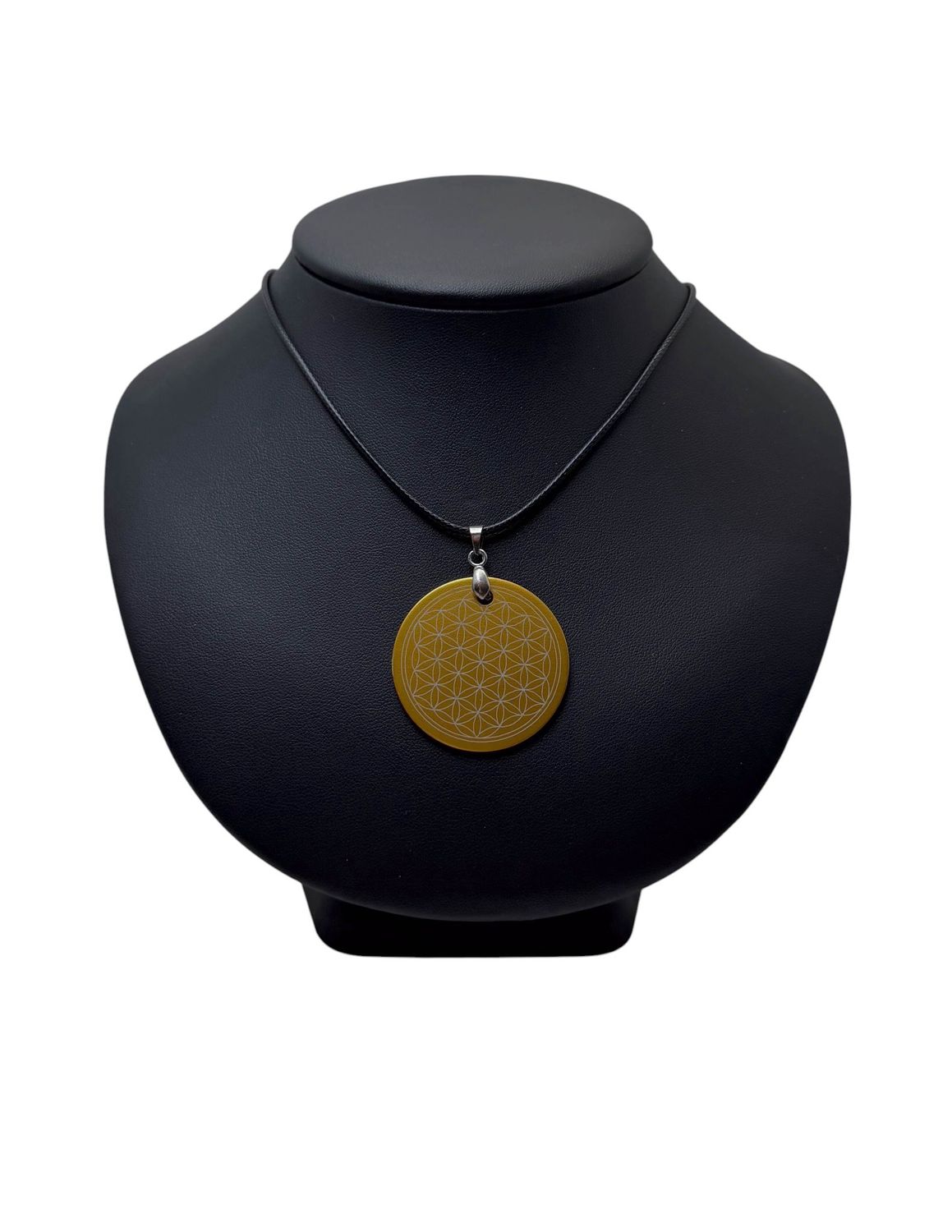 Pendentif plaque Tesla Fleur de vie jaune or Pendentif plaque Tesla Fleur de vie jaune or