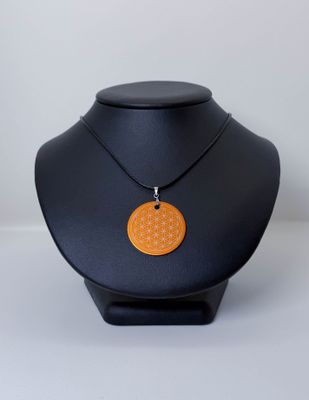 Pendentif plaque Tesla Fleur de vie orange