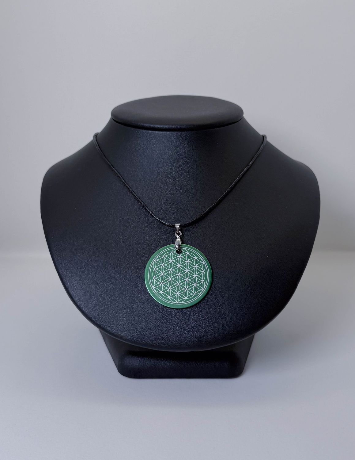 Pendentif plaque Tesla Fleur de vie vert