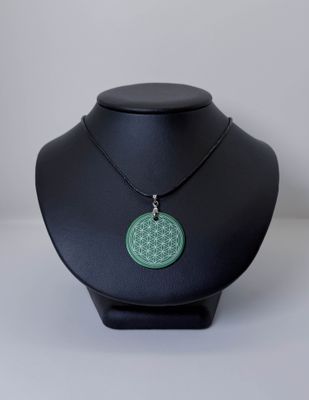 Pendentif plaque Tesla Fleur de vie vert