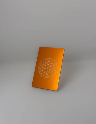 Plaque Tesla Fleur de vie orange  | format carte de crédit