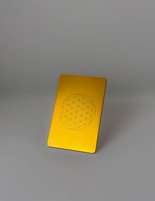 Plaque Tesla Fleur de vie jaune | format carte de crédit