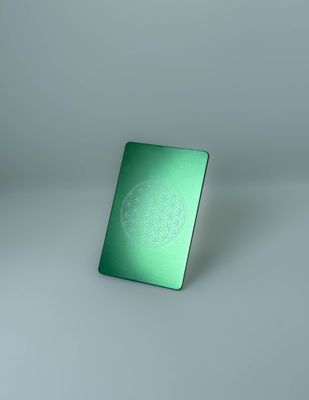 Plaque Tesla Fleur de vie verte | format carte de crédit