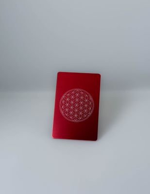 Plaque Tesla Fleur de vie rouge | format carte de crédit Plaque Tesla Fleur de vie rouge | format carte de crédit