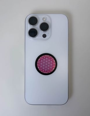 Puce Tesla ronde Fleur de vie autocollante pour portable, 3,6 cm