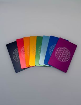 Set de 7 ou 8 plaques Tesla fleur de vie | format carte de crédit