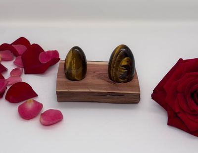 Oeuf de Yoni non percé en Oeil de tigre, taille à choix