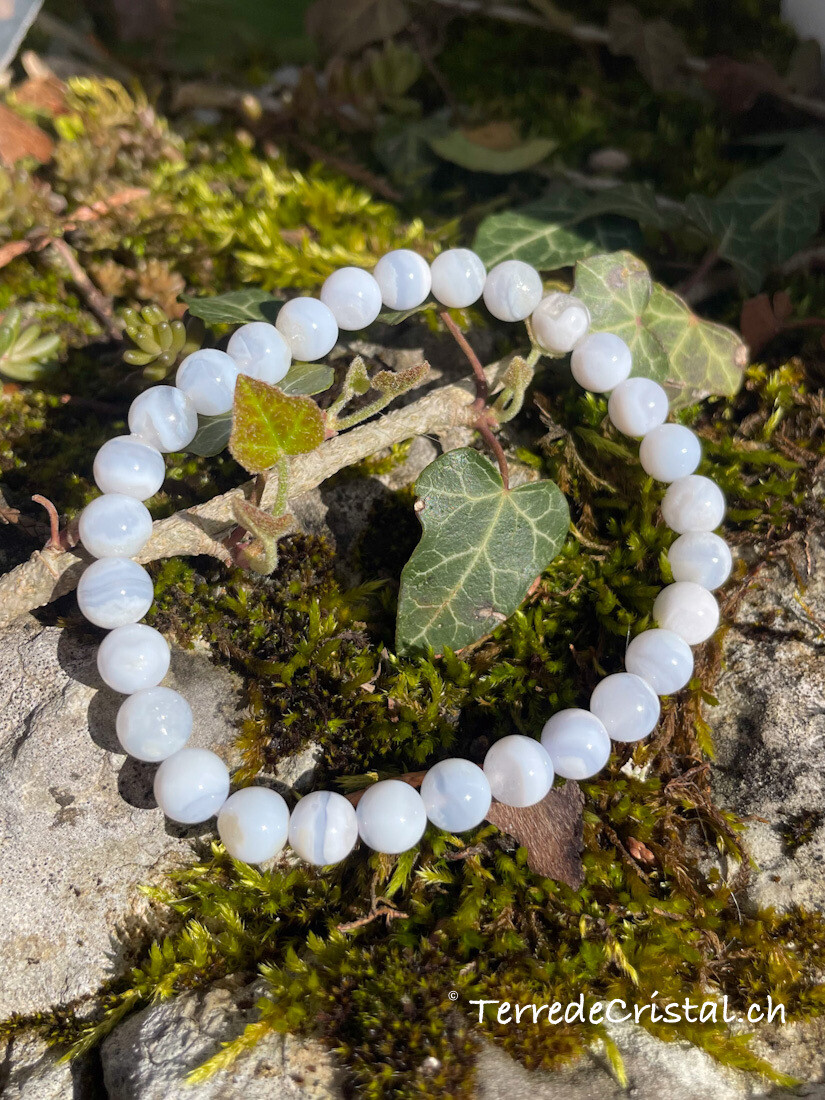 Bracelet en Calcédoine bleue 6 mm Bracelet en Calcédoine bleue 6 mm
