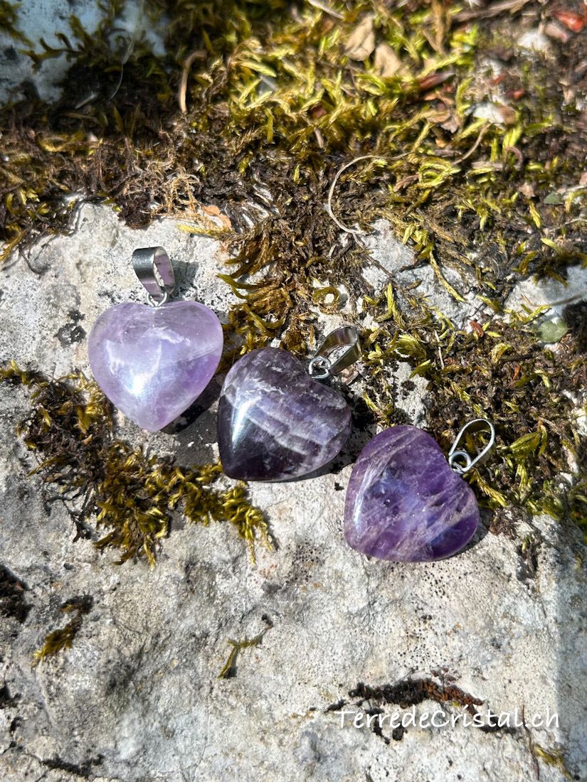Pendentif coeur en Améthyste