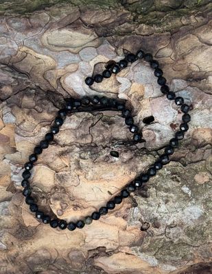 Rang d'Obsidienne dorée facettée 6 mm