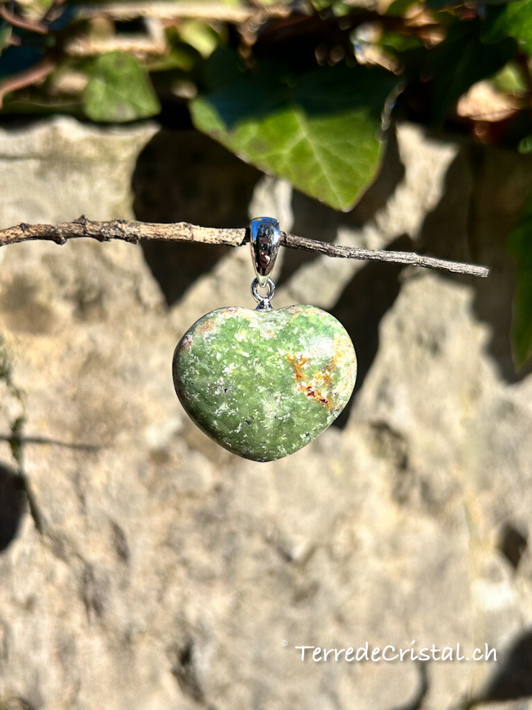 Pendentif coeur en Jaspe océan