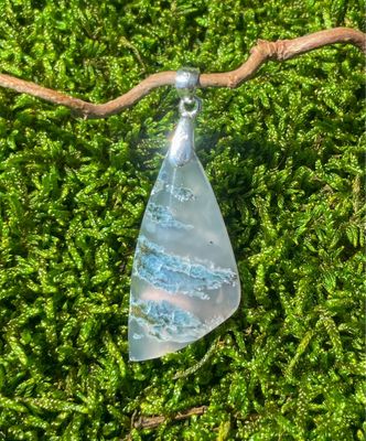 Pendentif en Agate mousse / Calcédoine violette