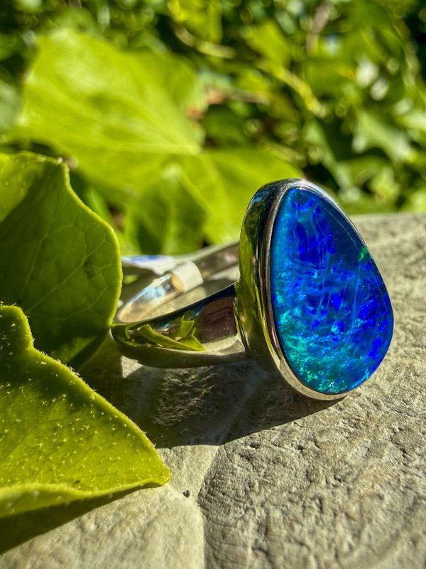 Bague en Opale bleue