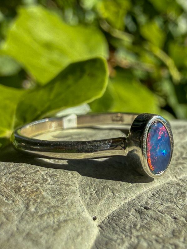 Bague en Opale bleue