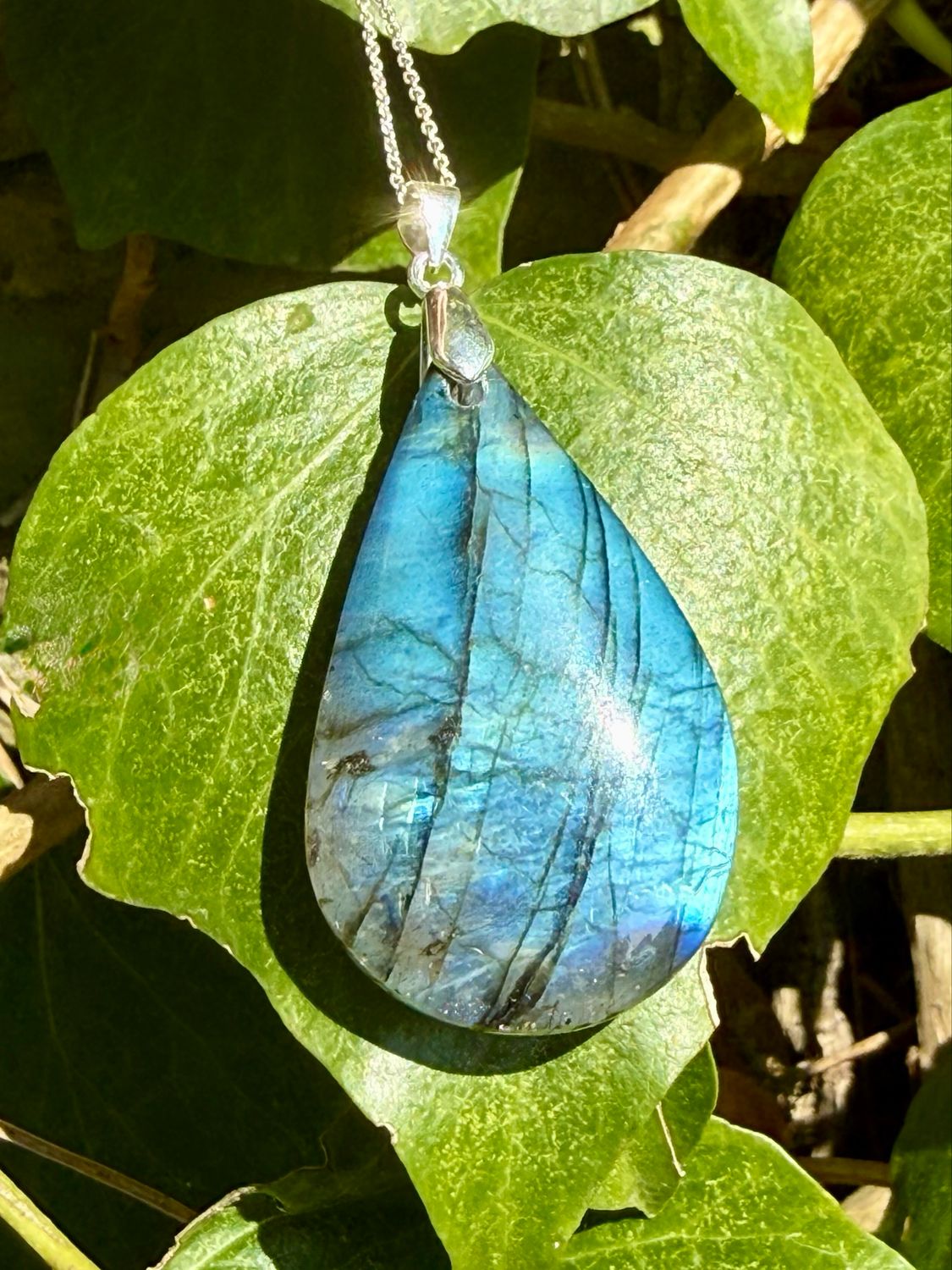 Pendentif goutte en Labradorite, à choix