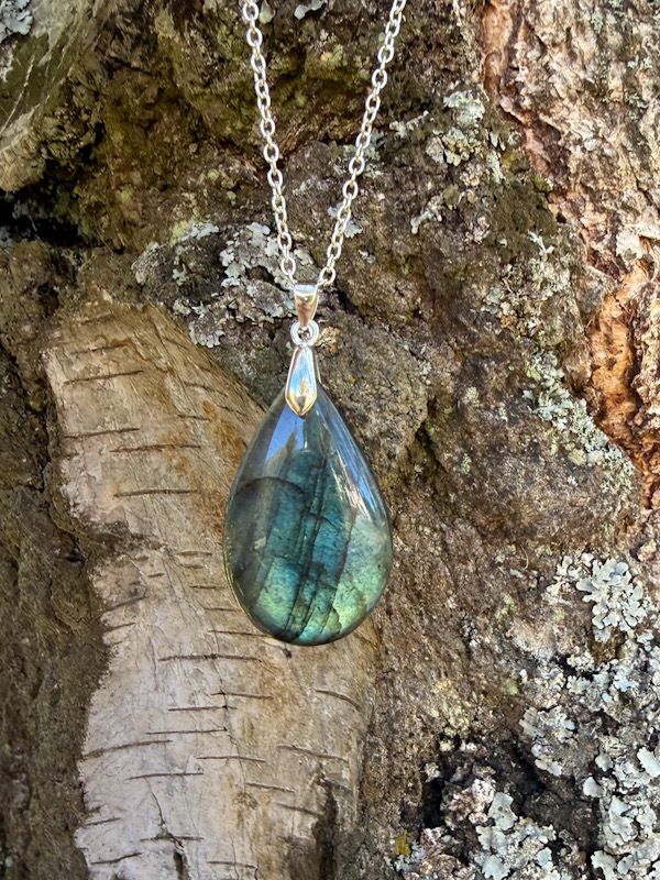 Pendentif goutte en Labradorite, à choix