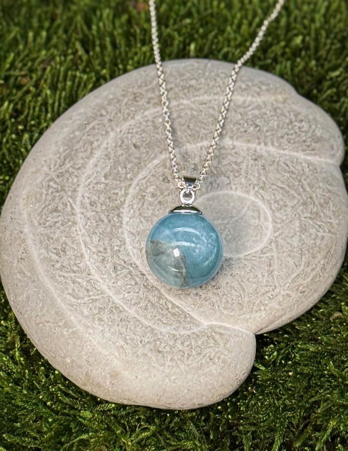 Pendentif boule en Aigue-marine