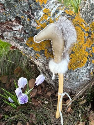 Hochet chamanique "Licorne" en Cerf et Lapin