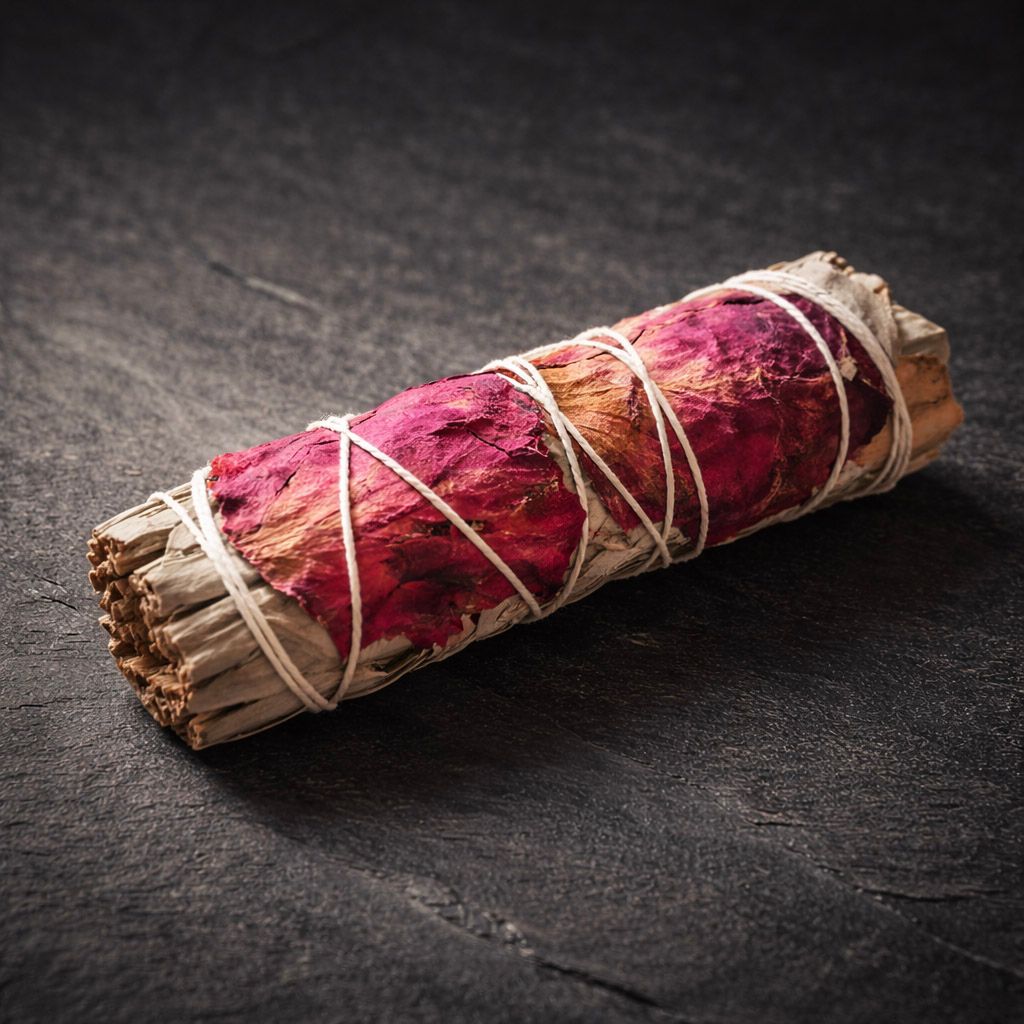 Bâton de sauge blanche &amp; pétales de rose