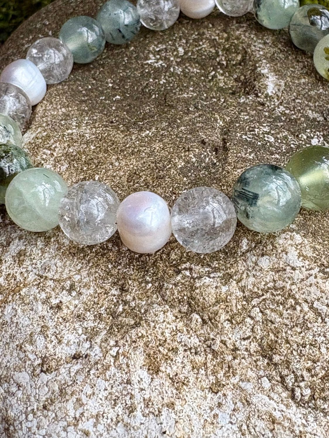 Bracelet "Renouveau" | Préhnite, Perles et Cristal