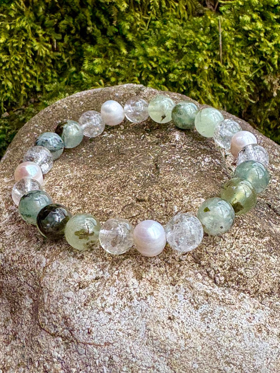Bracelet "Renouveau" | Préhnite, Perles et Cristal