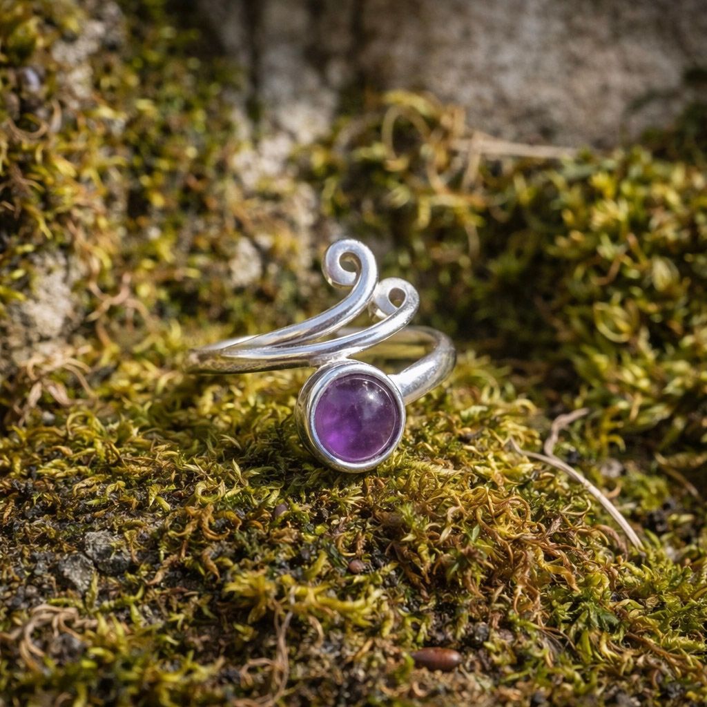 Bague réglable en Améthyste