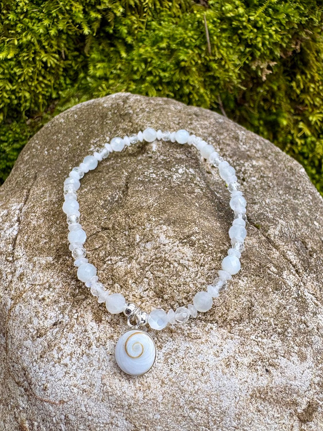 Bracelet "Protection" | Pierre de Lune blanche et Oeil de Sainte Lucie
