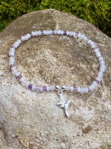 Bracelet  "Légèreté" | Améthyste &amp; Pierre de Lune &amp; Colibri