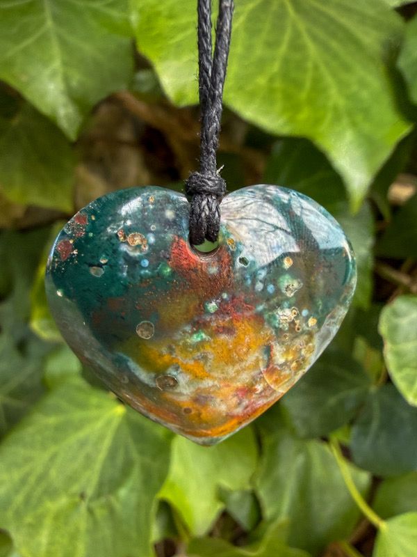 Jaspe océan coeur percé